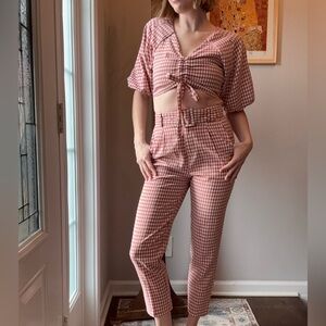 Gingham Pink Women's Matching Set